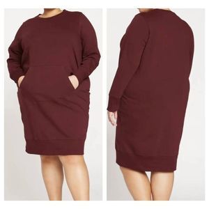 Universal Standard Bree Sweatshirt Dress in Black Cherry Red Womens sz S (14-16)